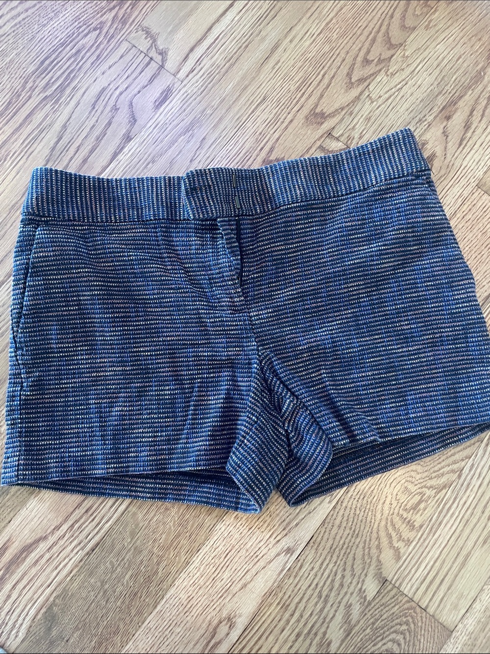 LOFT Navy and yellow Striped  Knit Shorts